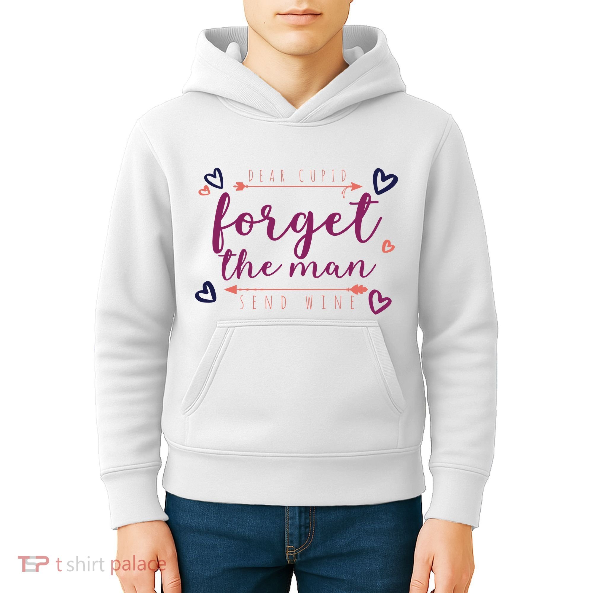 Dear Cupid Forget The Man Send Wine Kids Hoodie