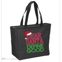 Dear Santa Define Good Funny Christmas Tote Bag thumb 2