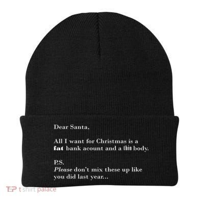Dear Santa Fat Bank Account Thin Body Christmas Beanie