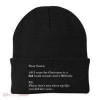 Dear Santa Fat Bank Account Thin Body Christmas Beanie thumb 0