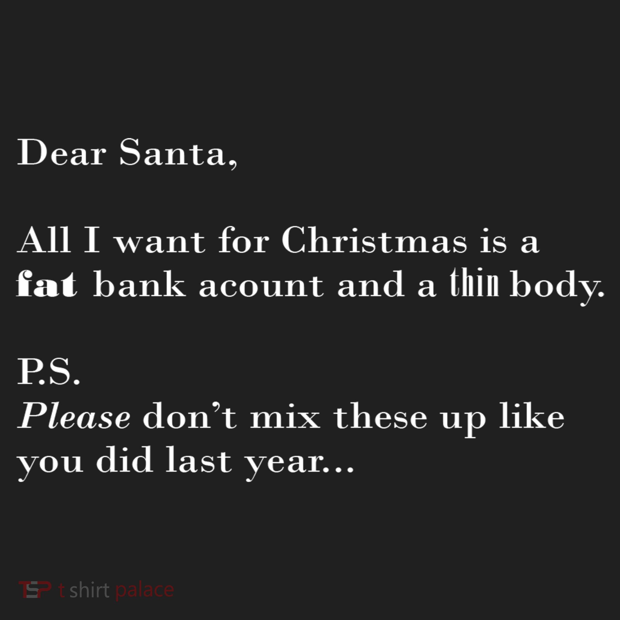 Dear Santa Fat Bank Account Thin Body Christmas Beanie