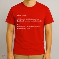 Dear Santa Fat Bank Account Thin Body Christmas T-Shirt thumb 3