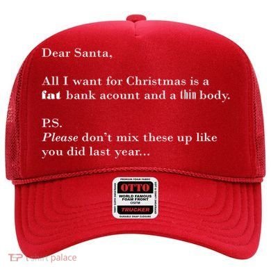 Dear Santa Fat Bank Account Thin Body Christmas Hat