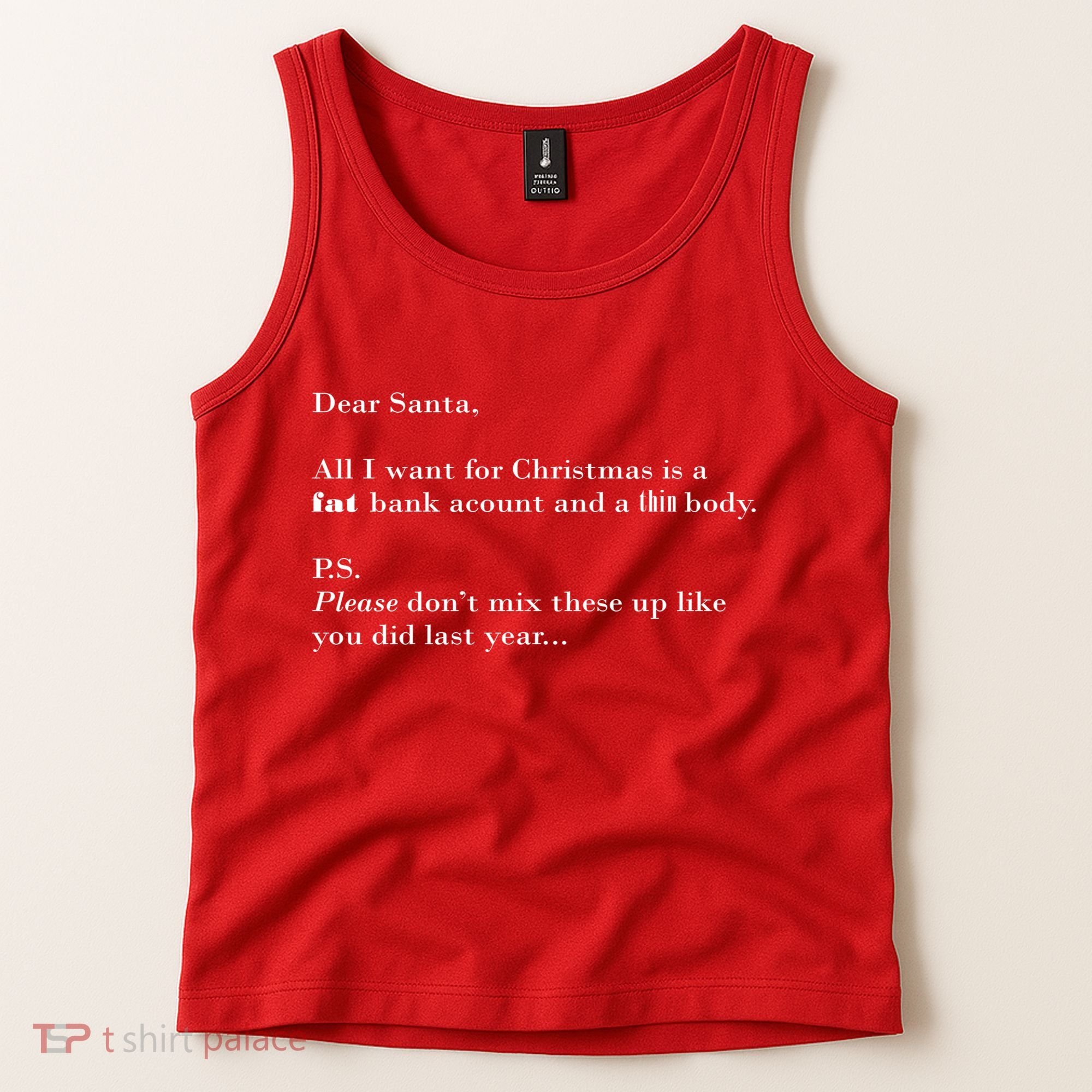 Dear Santa Fat Bank Account Thin Body Christmas Tank Top