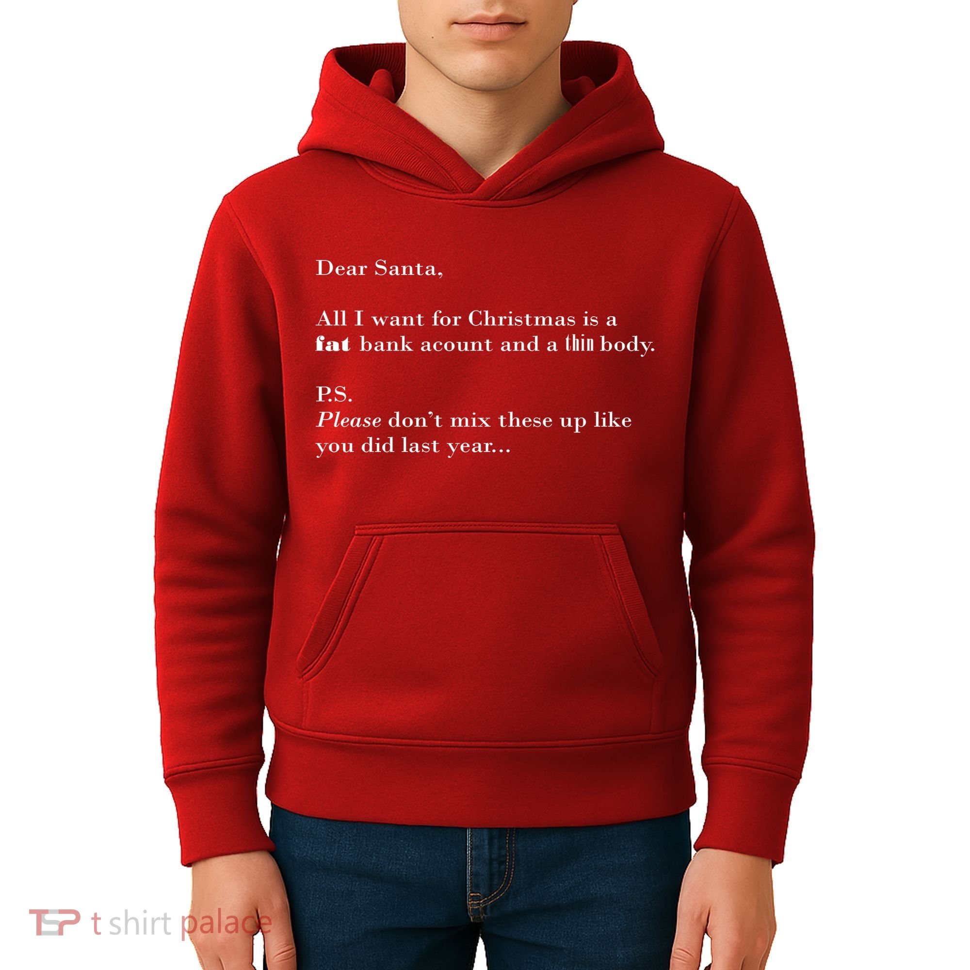 Dear Santa Fat Bank Account Thin Body Christmas Kids Hoodie