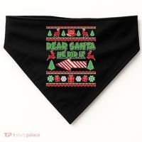 Dear Santa He Did It Funny Ugly Christmas USA-Made Doggie Bandana thumb 0