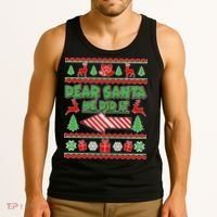 Dear Santa He Did It Funny Ugly Christmas Tank Top thumb 3