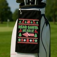 Dear Santa He Did It Funny Ugly Christmas Golf Towel thumb 2