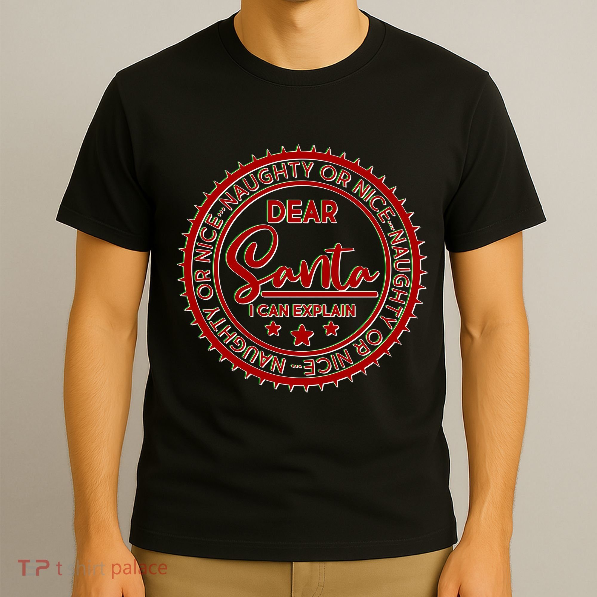 Dear Santa I Can Explain Christmas Emblem T-Shirt
