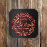 Dear Santa I Can Explain Christmas Emblem Coaster thumb 0