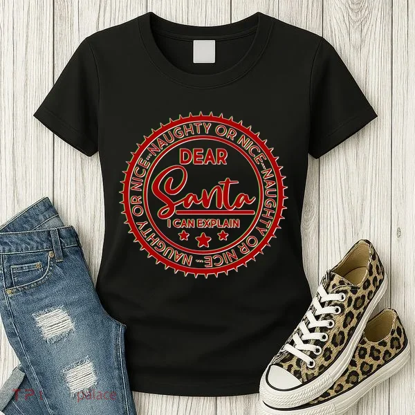 Dear Santa I Can Explain Christmas Emblem Women's T-Shirt