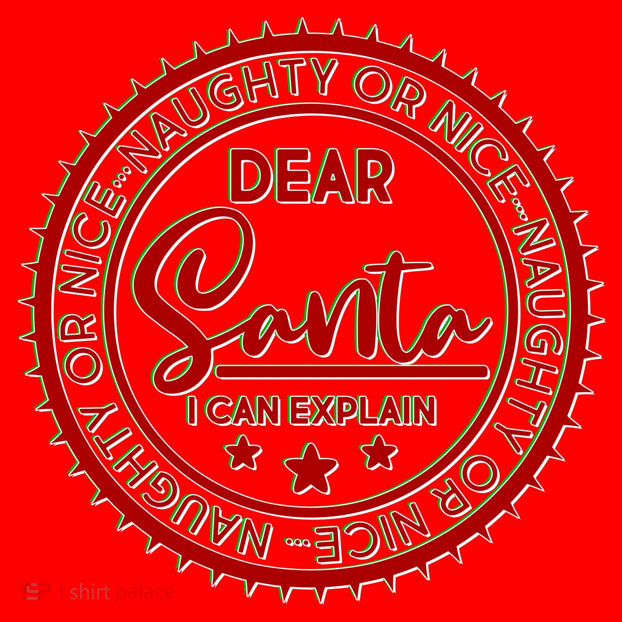Dear Santa I Can Explain Christmas Emblem Santa Hat