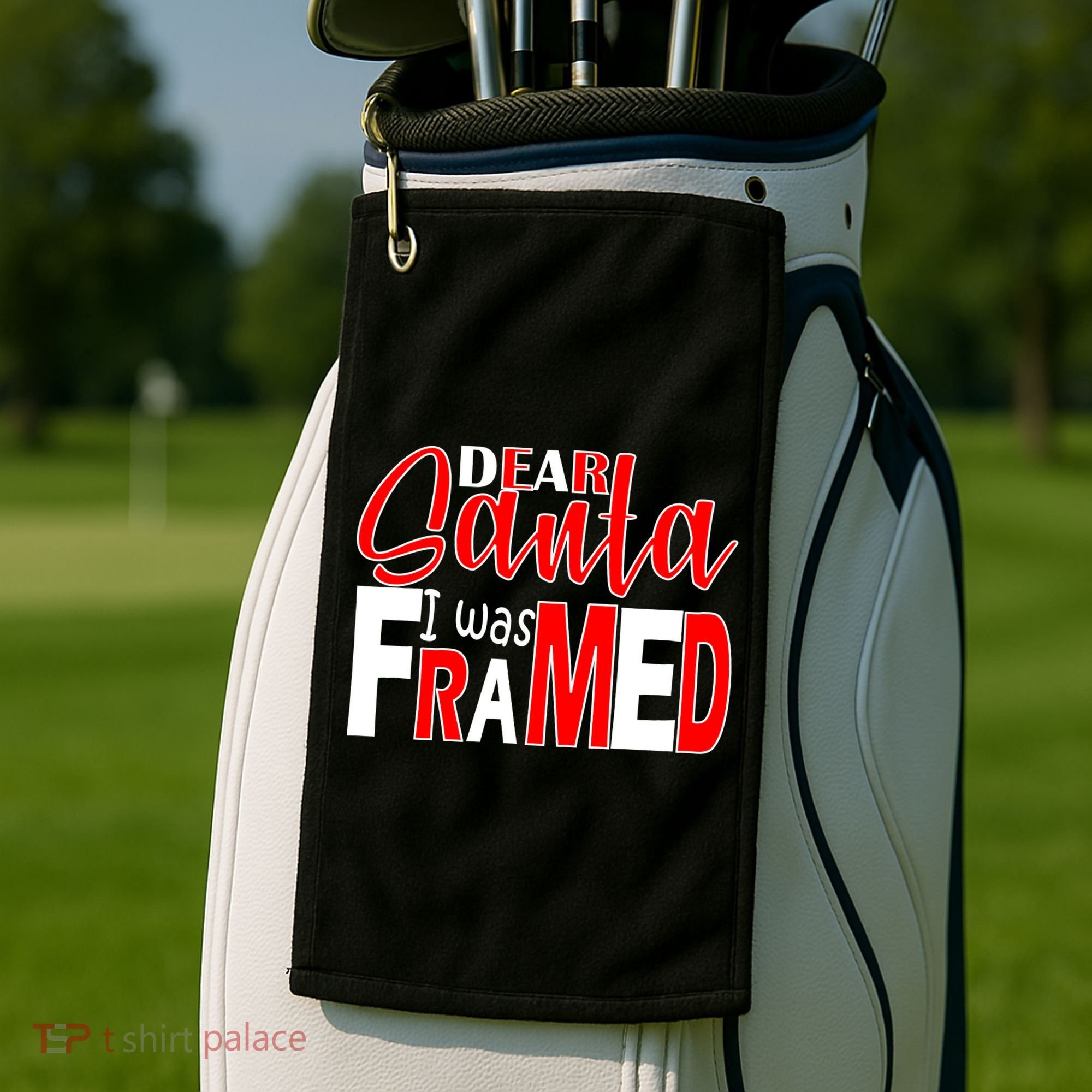 Dear Santa I Was FRAMED Golf Towel