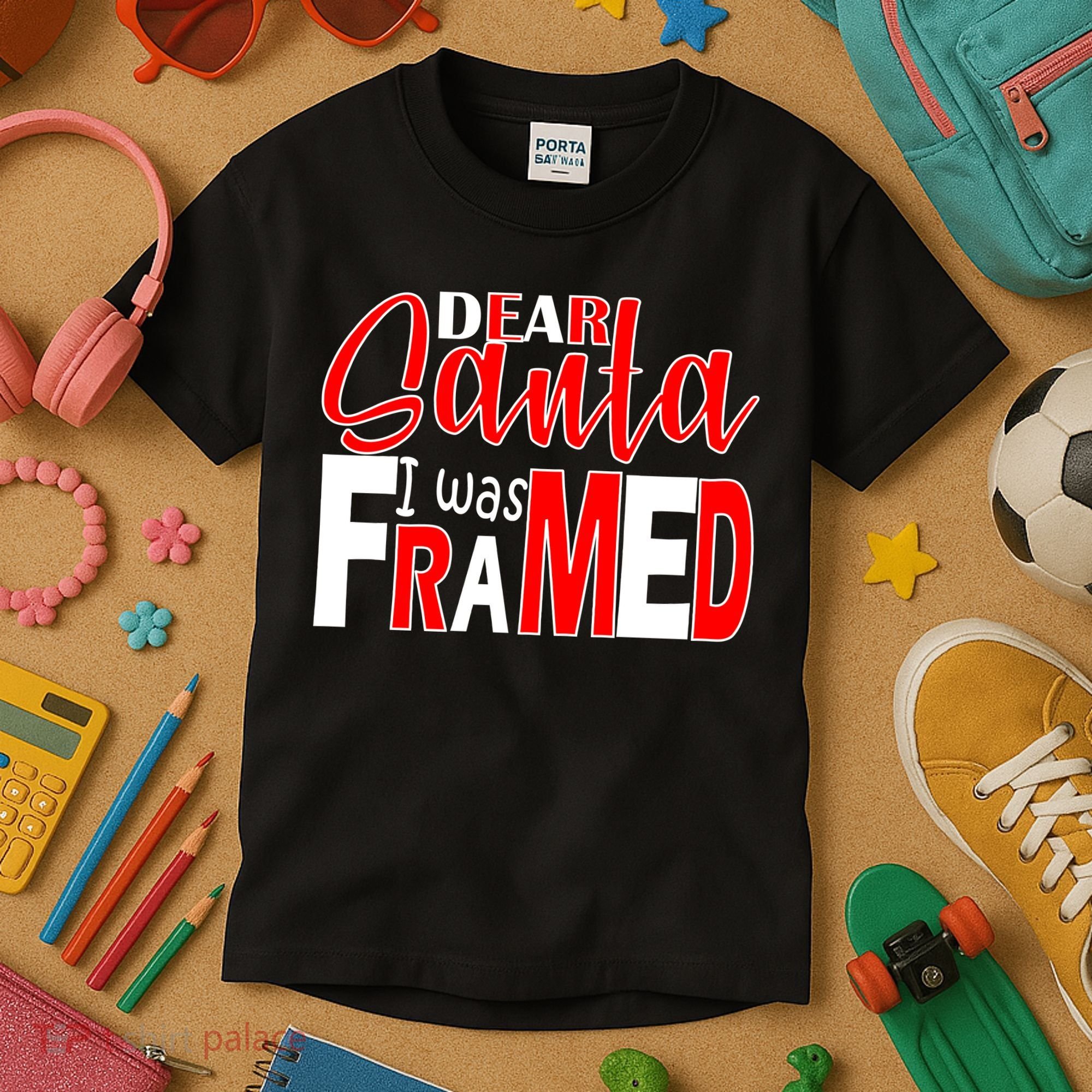 Dear Santa I Was FRAMED Kids T-Shirt