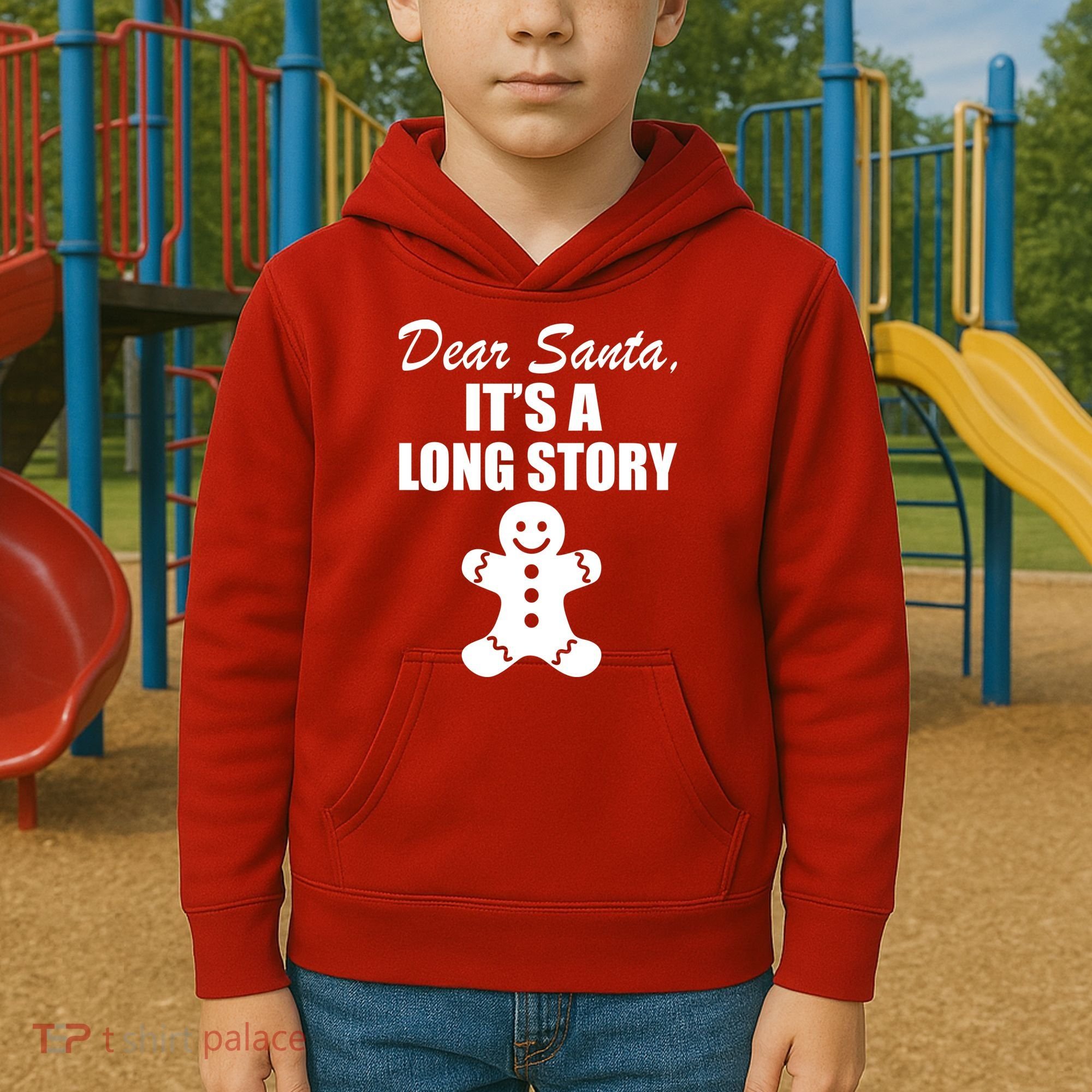Dear Santa It's A Long Story Kids Hoodie