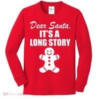 Dear Santa It's A Long Story Kids Long Sleeve Shirt thumb 0