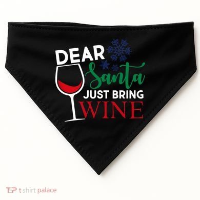 Dear Santa Just Bring Wine USA-Made Doggie Bandana