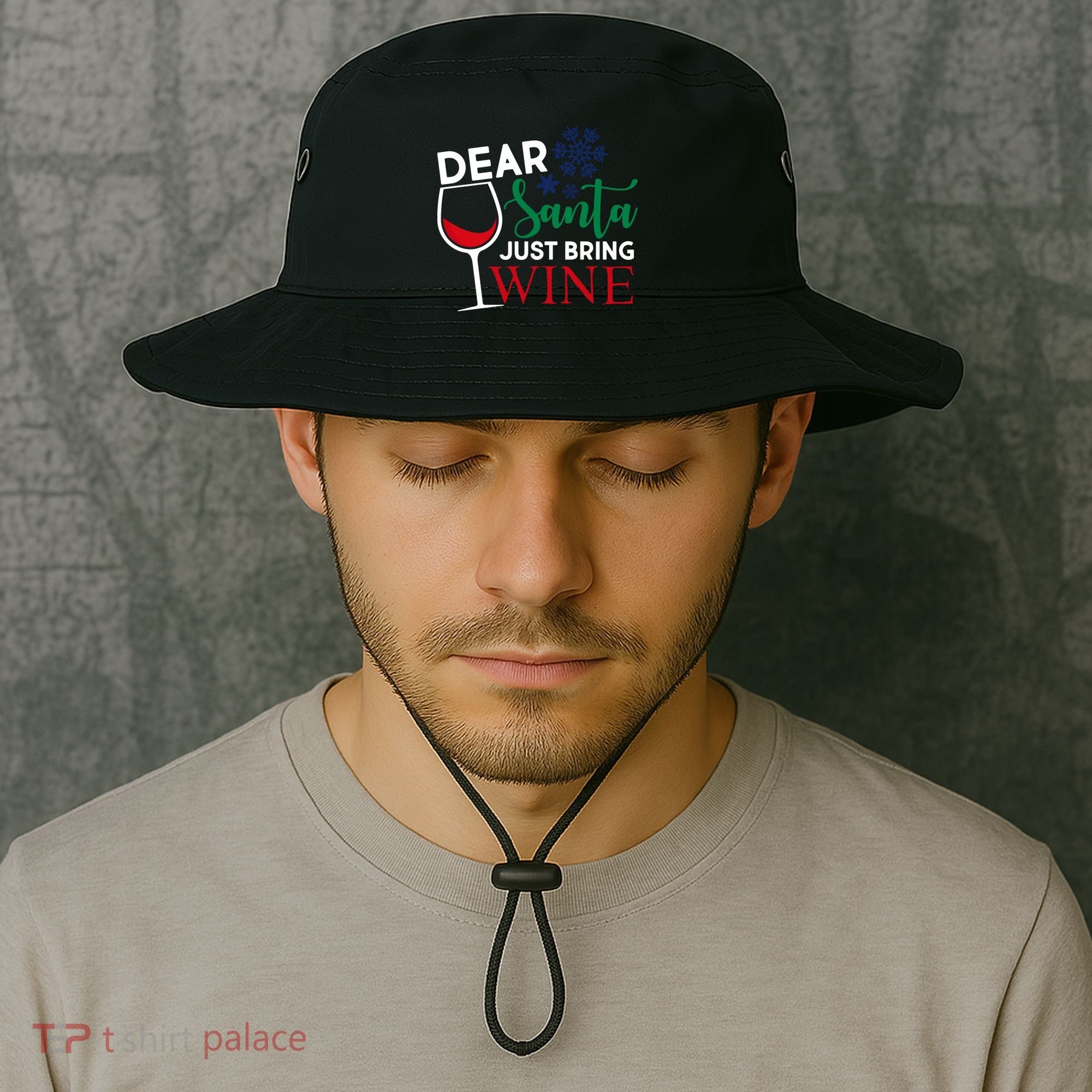 Dear Santa Just Bring Wine Bucket Hat