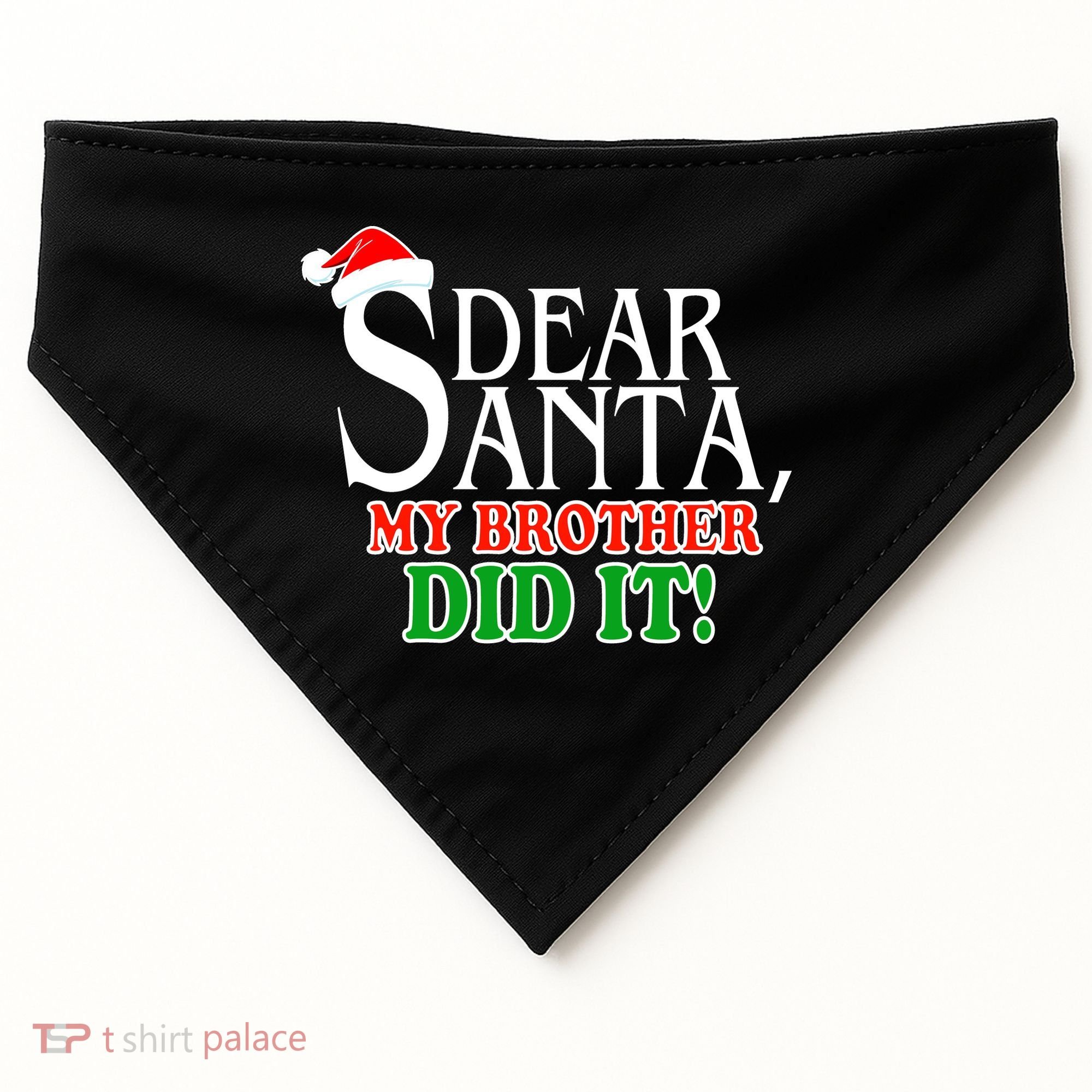 Dear Santa My Brother Did It Funny Christmas USA-Made Doggie Bandana