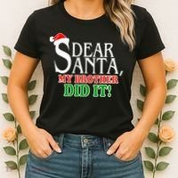 Dear Santa My Brother Did It Funny Christmas Women's T-Shirt thumb 2