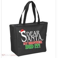 Dear Santa My Brother Did It Funny Christmas Tote Bag thumb 2