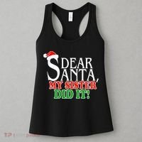Dear Santa My Sister Did It Funny Christmas Women's Tank Top thumb 3