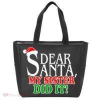 Dear Santa My Sister Did It Funny Christmas Tote Bag thumb 0