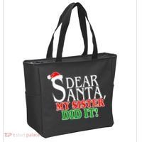 Dear Santa My Sister Did It Funny Christmas Tote Bag thumb 2
