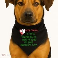 Dear Santa Naughty List Girls Numbers Funny USA-Made Doggie Bandana thumb 1