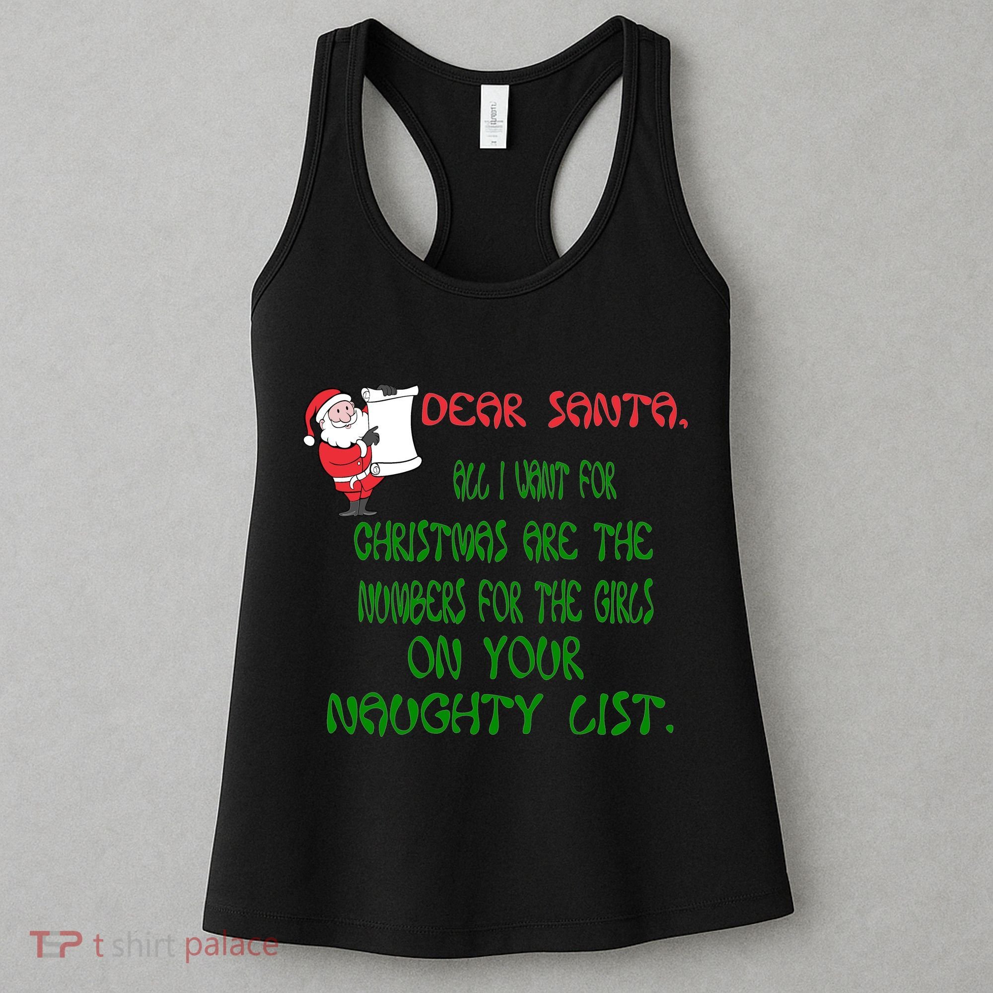 Dear Santa Naughty List Girls Numbers Funny Women's Tank Top