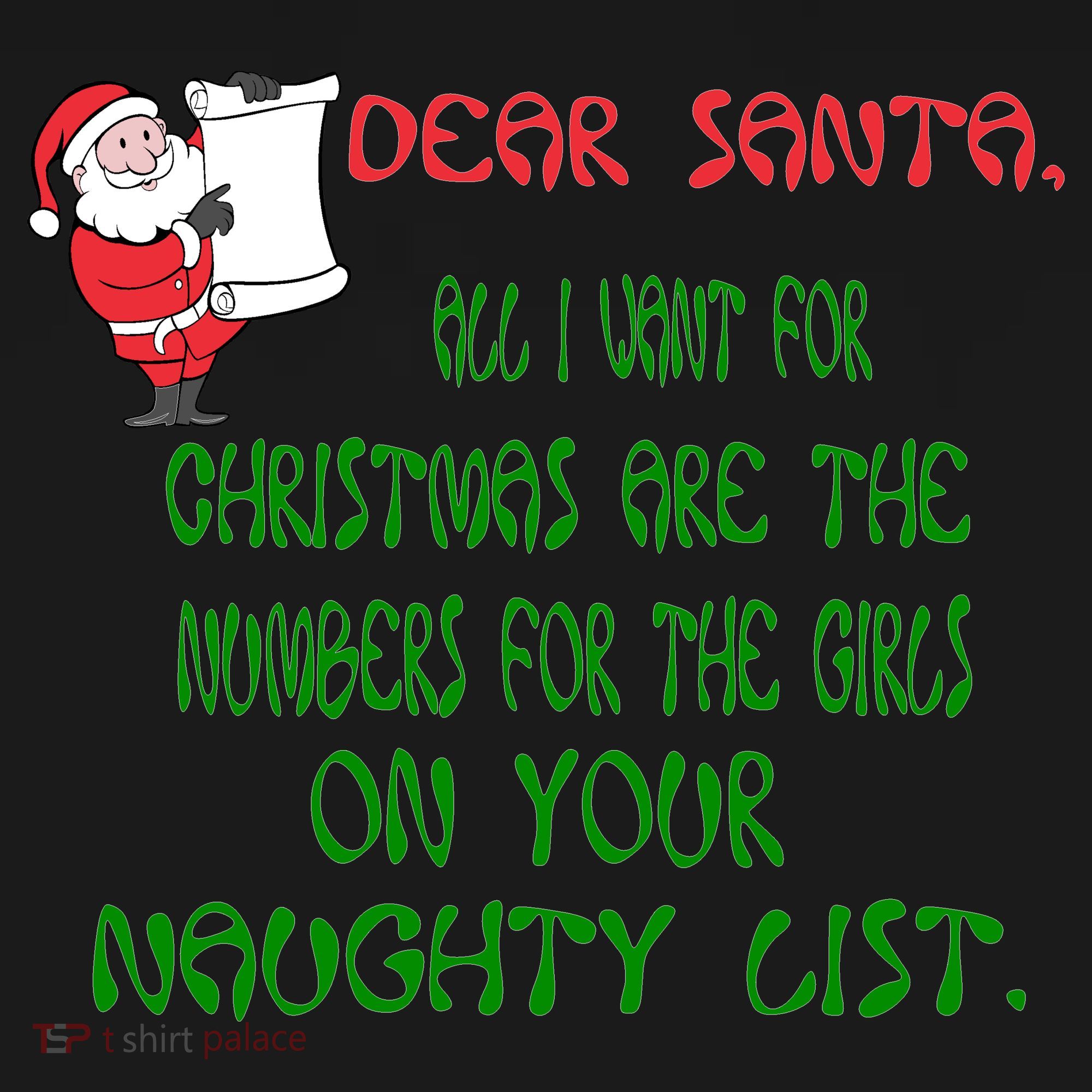 Dear Santa Naughty List Girls Numbers Funny Women's Tank Top