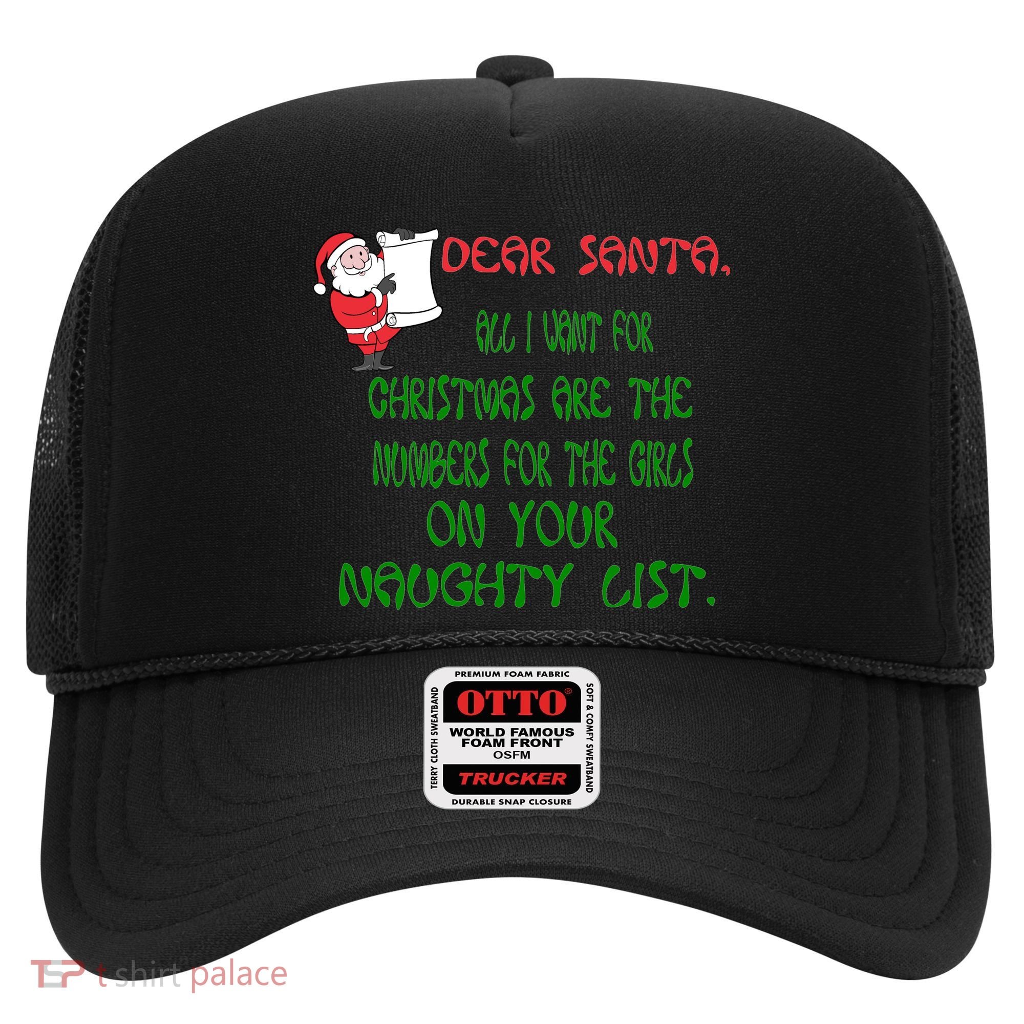 Dear Santa Naughty List Girls Numbers Funny Hat