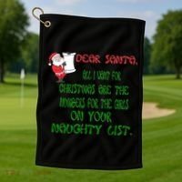 Dear Santa Naughty List Girls Numbers Funny Golf Towel thumb 1