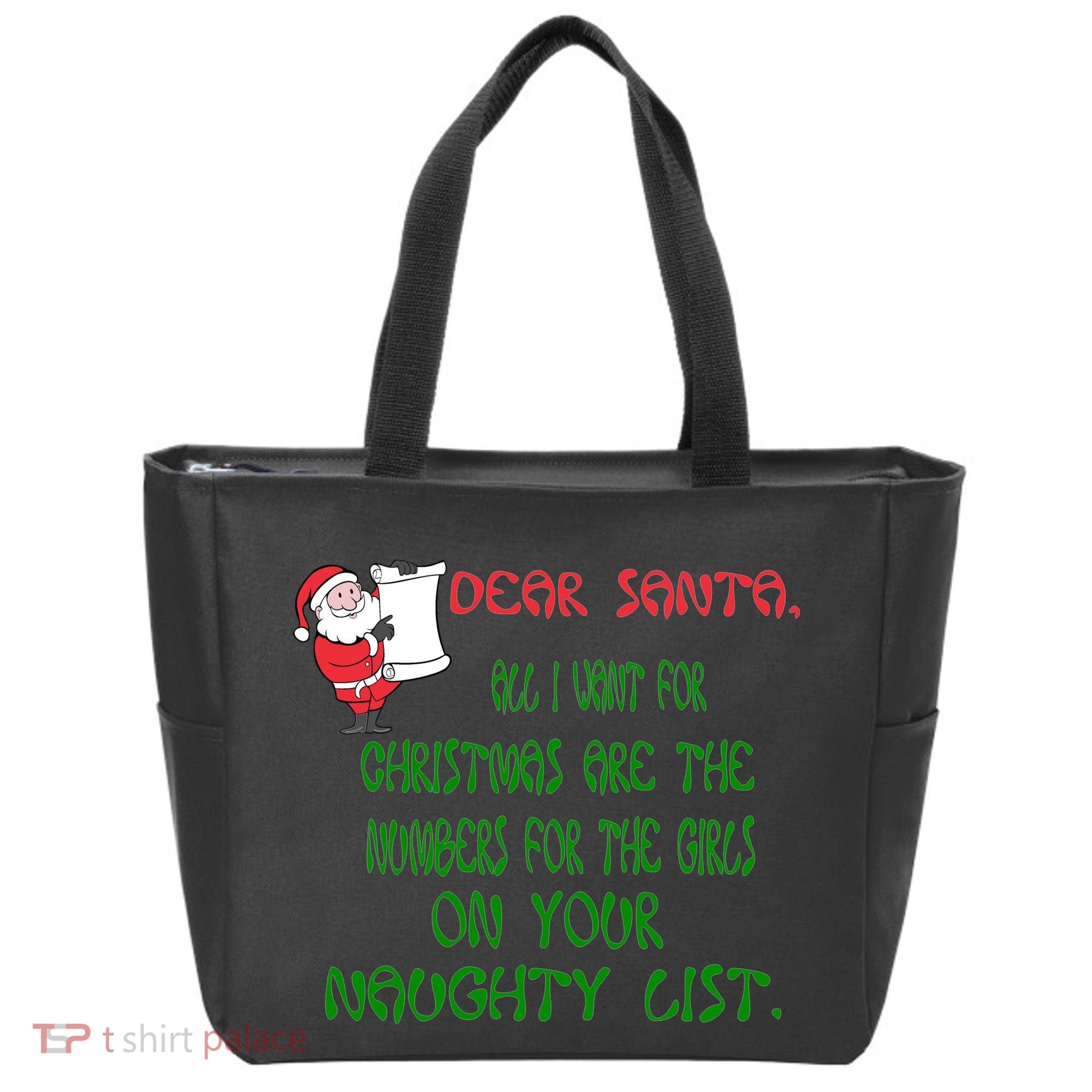 Dear Santa Naughty List Girls Numbers Funny Tote Bag
