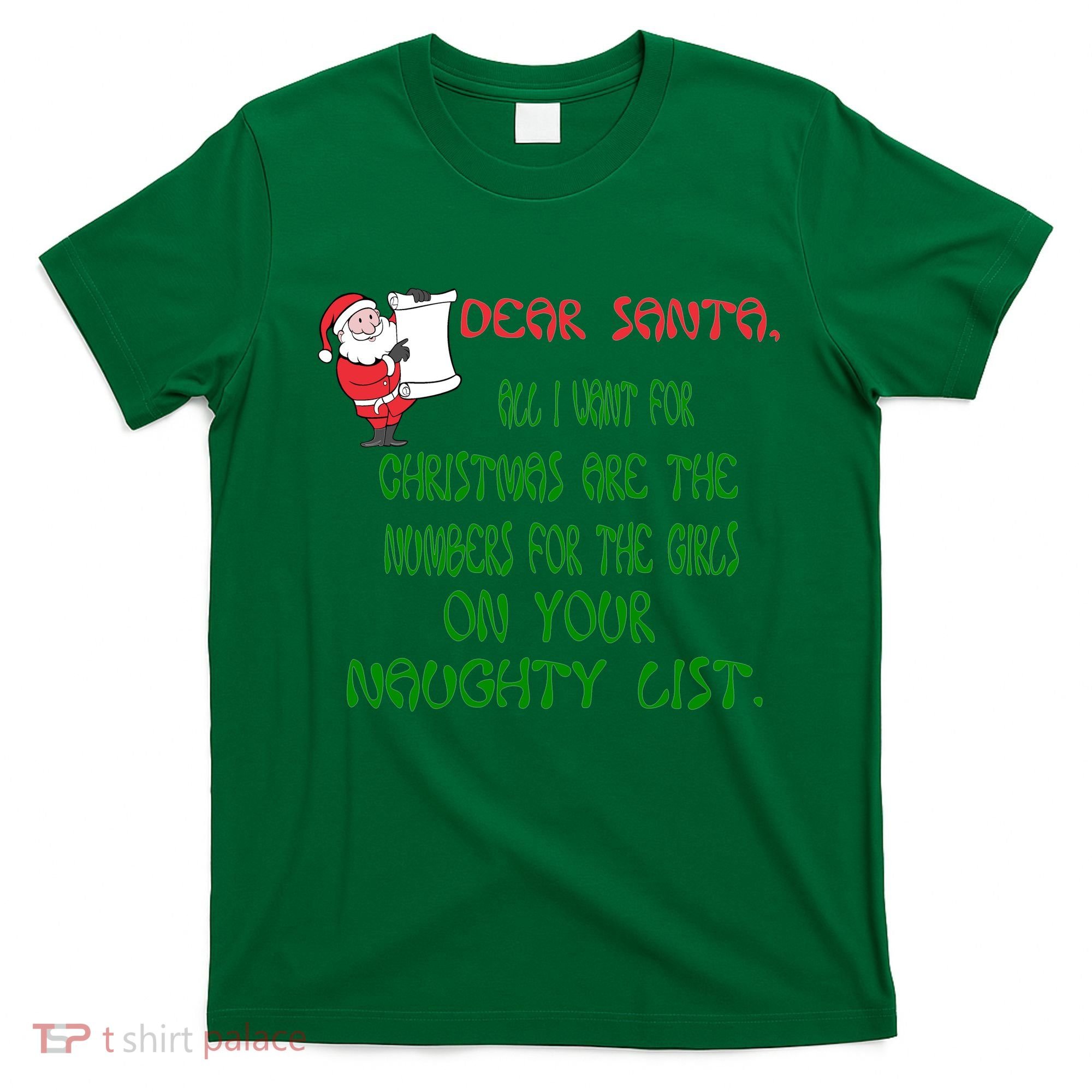 Dear Santa Naughty List Girls Numbers Funny T-Shirt