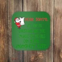 Dear Santa Naughty List Girls Numbers Funny Coaster thumb 0