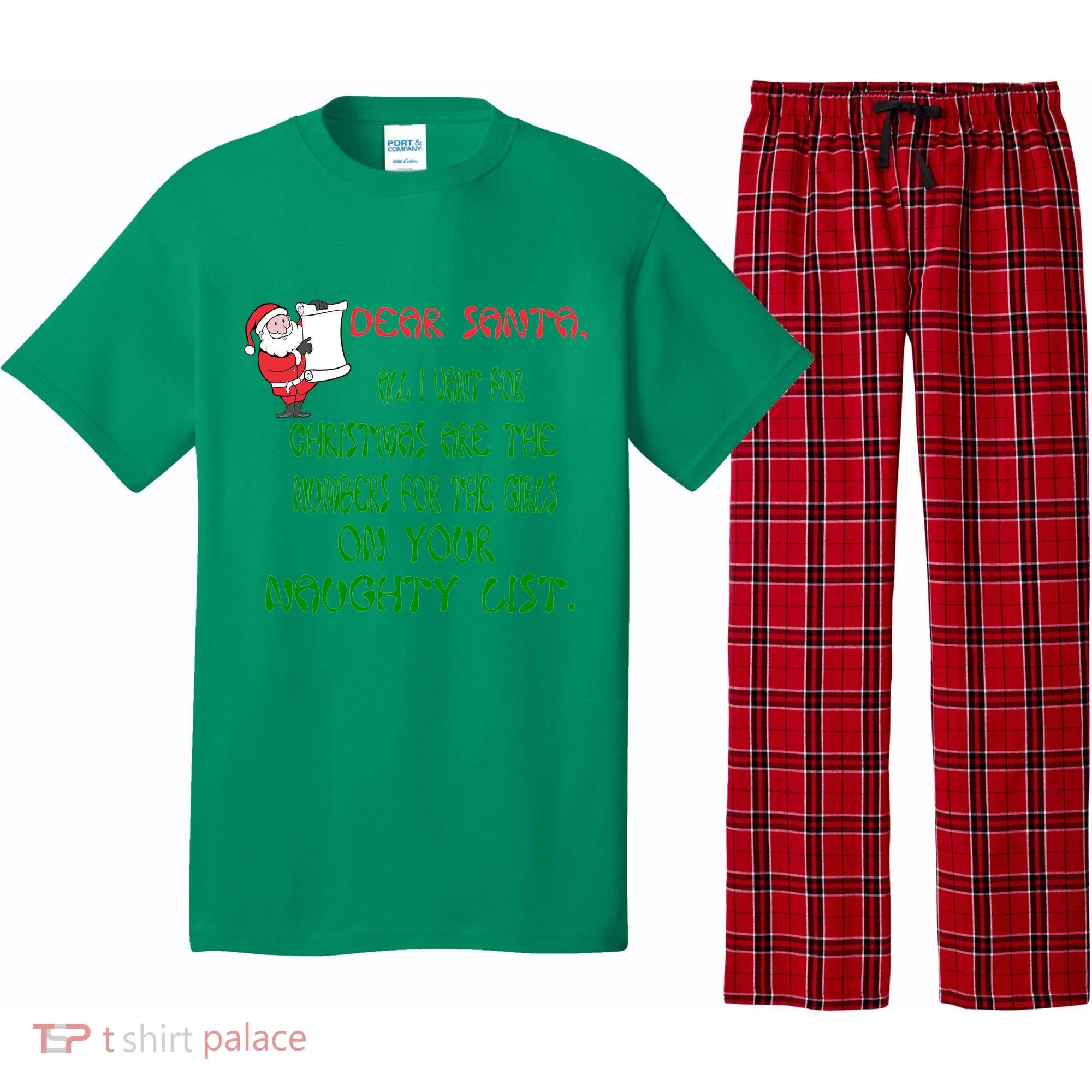 Dear Santa Naughty List Girls Numbers Funny Pajama Set