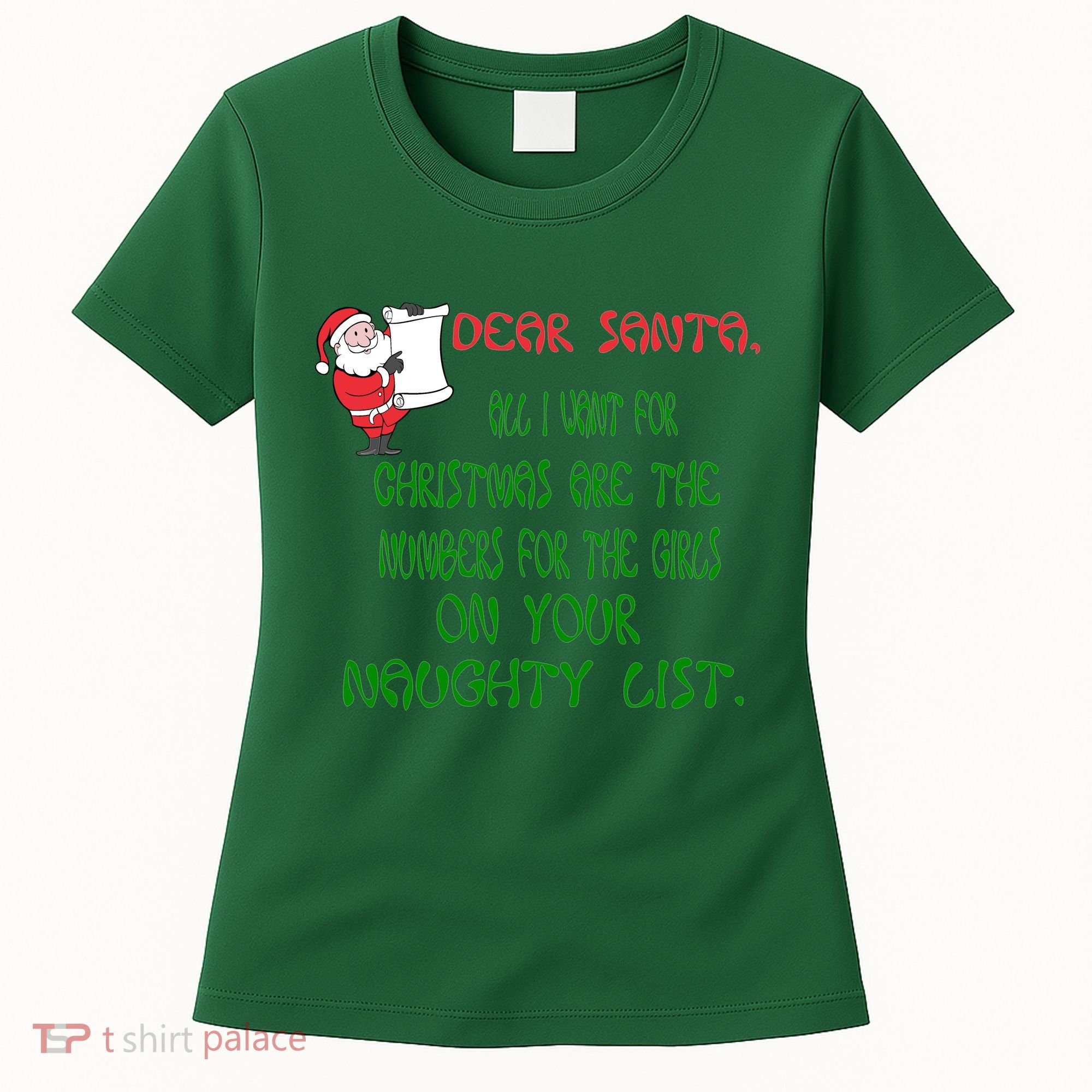 Dear Santa Naughty List Girls Numbers Funny Women's T-Shirt