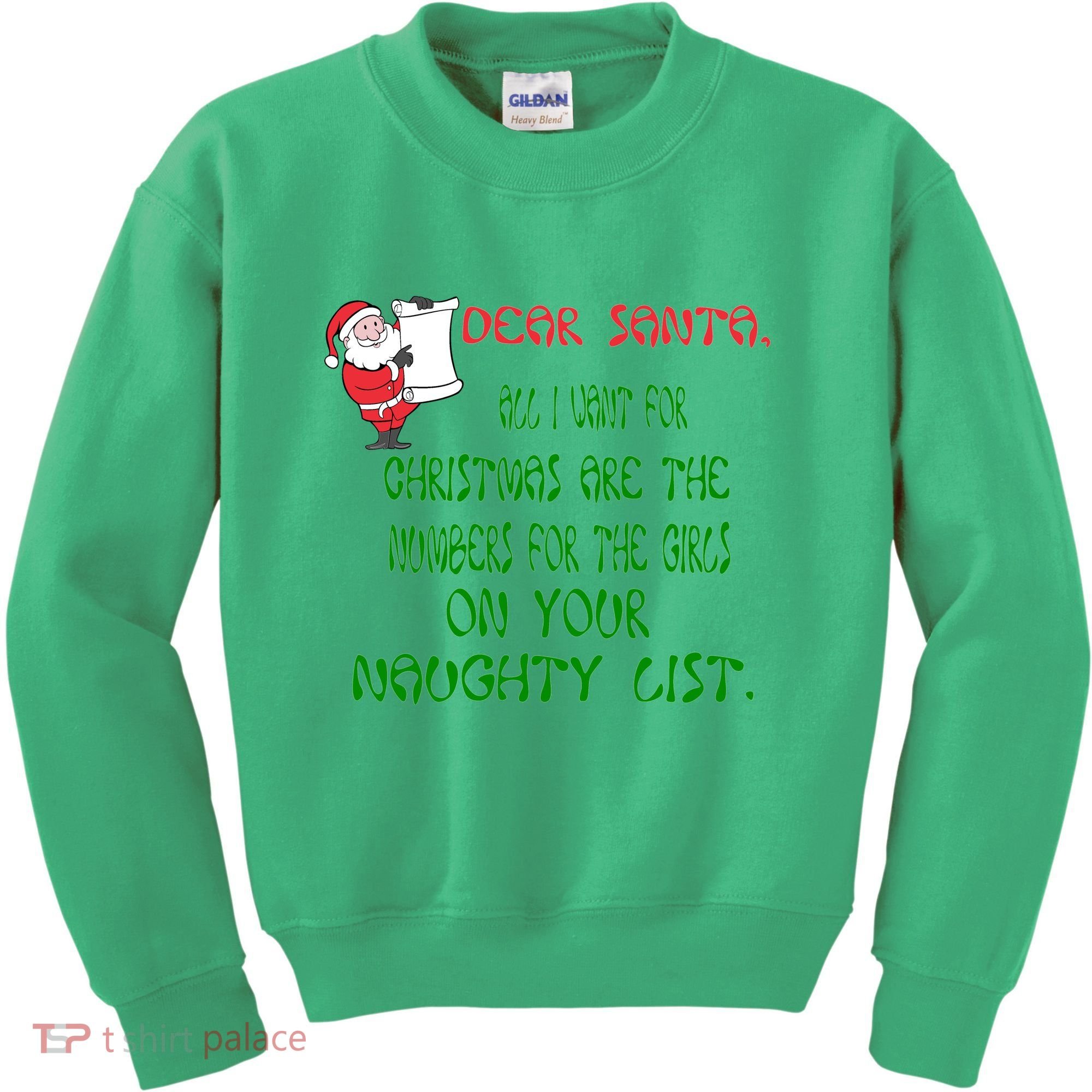 Dear Santa Naughty List Girls Numbers Funny Kids Sweatshirt