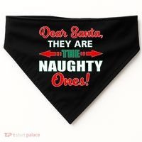 Dear Santa Naughty Ones Funny Christmas USA-Made Doggie Bandana thumb 0