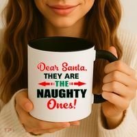 Dear Santa Naughty Ones Funny Christmas Coffee Mug thumb 3