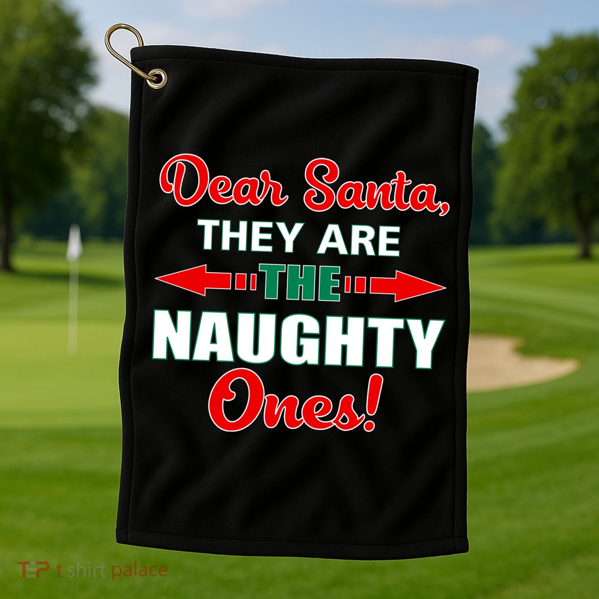 Dear Santa Naughty Ones Funny Christmas Golf Towel