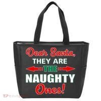 Dear Santa Naughty Ones Funny Christmas Tote Bag thumb 0