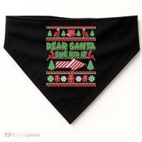 Dear Santa She Did It Ugly Christmas Matching USA-Made Doggie Bandana thumb 0