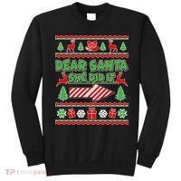 Dear Santa She Did It Ugly Christmas Matching Sweatshirt thumb 0