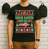 Dear Santa She Did It Ugly Christmas Matching T-Shirt thumb 6