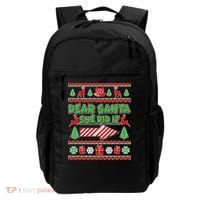 Dear Santa She Did It Ugly Christmas Matching Backpack thumb 0