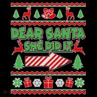 Dear Santa She Did It Ugly Christmas Matching Bucket Hat thumb 4