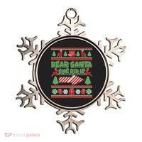 Dear Santa She Did It Ugly Christmas Matching Ornament thumb 0