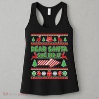 Dear Santa She Did It Ugly Christmas Matching Women's Tank Top thumb 3